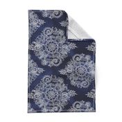 Cream Floral Moroccan on Navy - horizontal