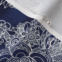 Cream Floral Moroccan on Navy - horizontal