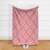 White Floral Moroccan on Coral Pink