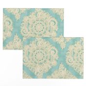 Cream Floral Moroccan on Soft Light Teal