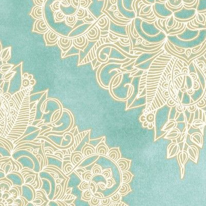 Cream Floral Moroccan on Soft Light Teal