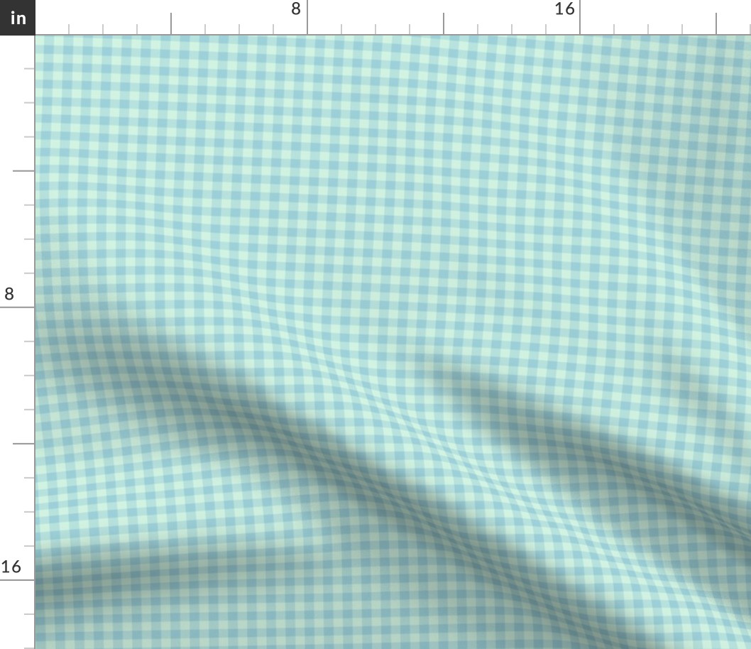 blue mint gingham, 1/4" squares 