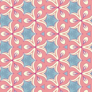 Pink and White Flowers on Blue