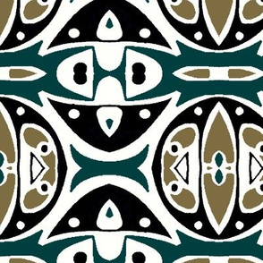 Modern Tribal in Greens, Black and White