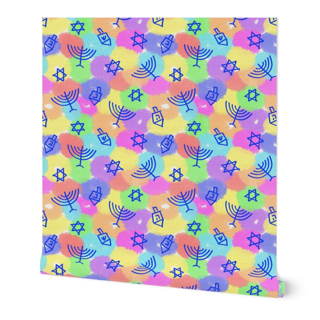 Happy Hanukkah Rainbow Shapes