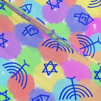 Happy Hanukkah Rainbow Shapes