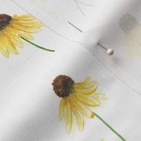 Large Watercolor Black Eyed Susans with White Background