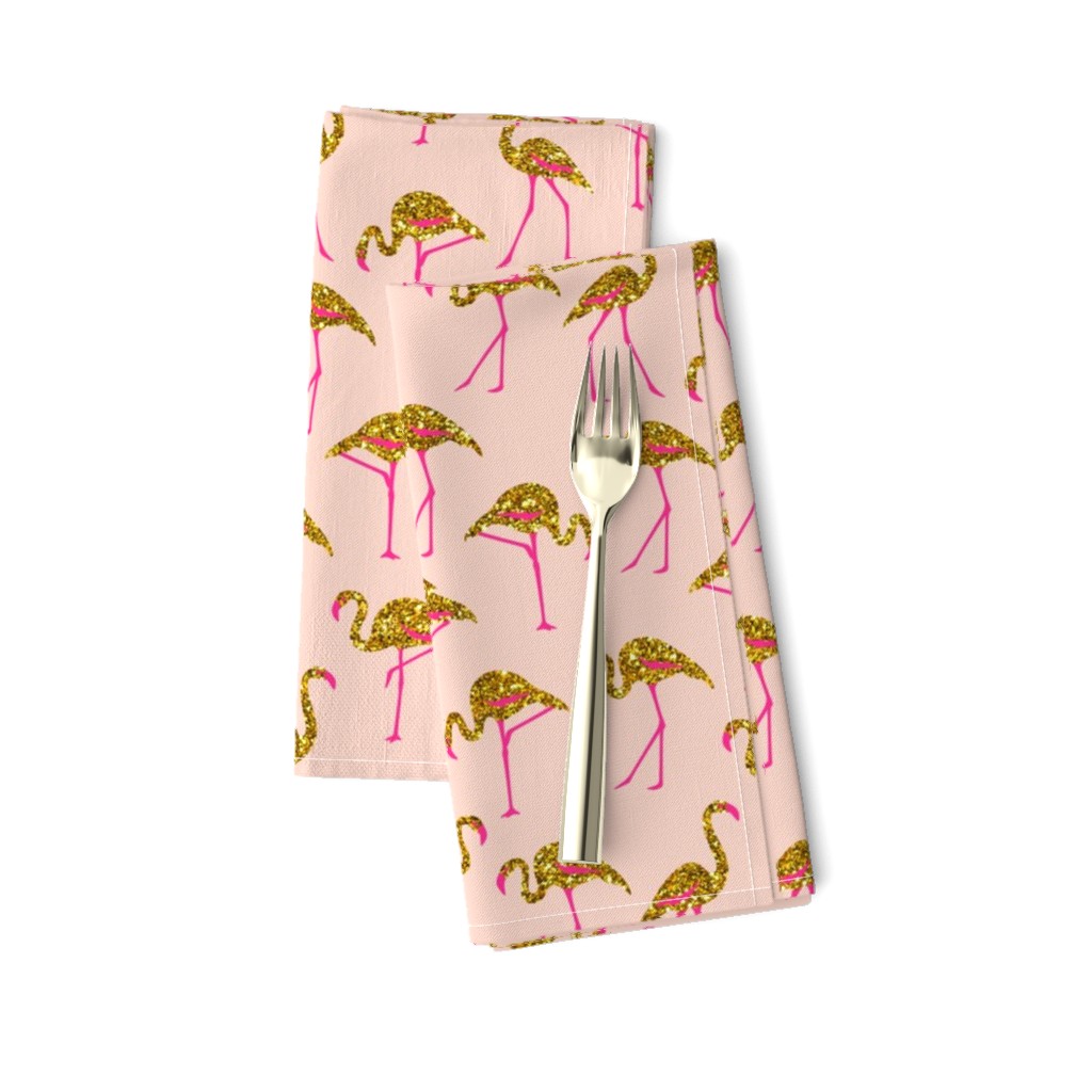 gold glitter flamingos with pink legs - blush