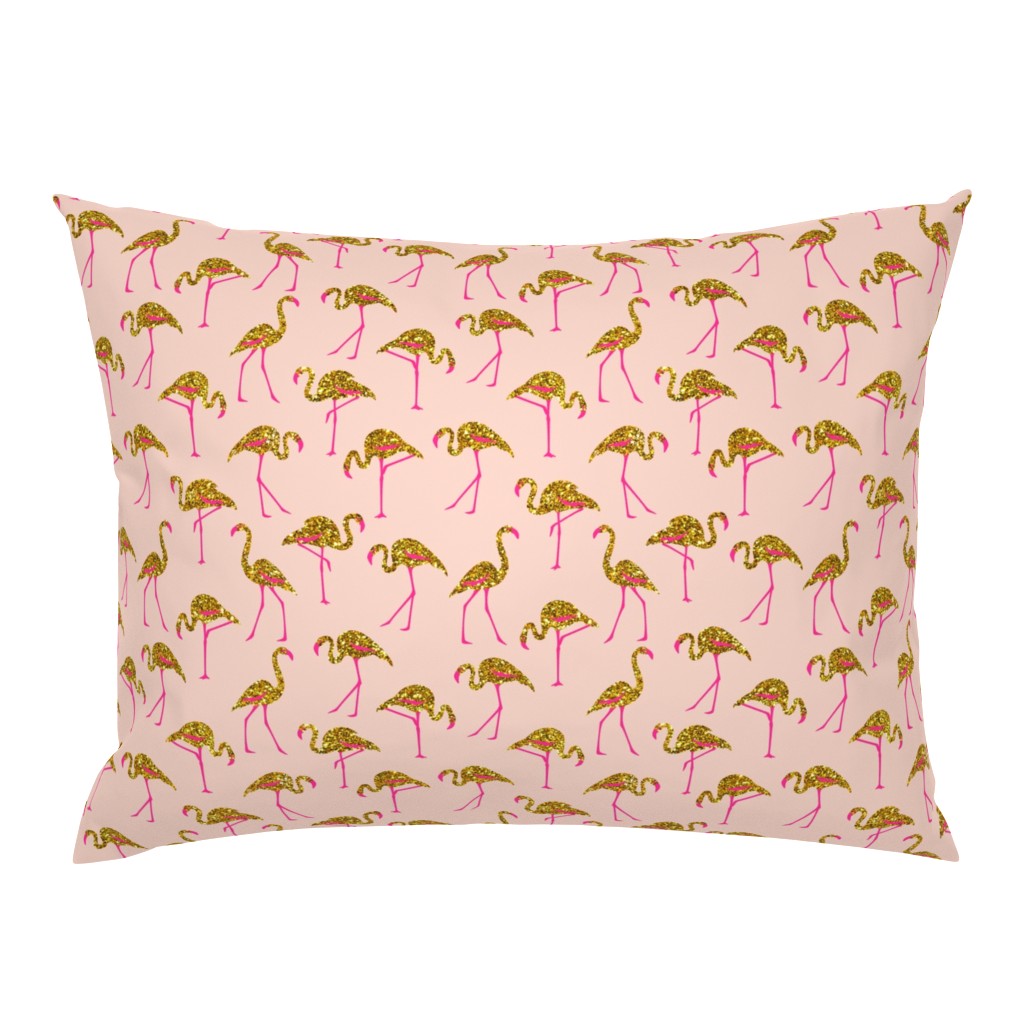 gold glitter flamingos with pink legs - blush