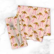 gold glitter flamingos with pink legs - blush