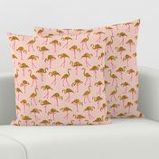 gold glitter flamingos with pink legs - blush