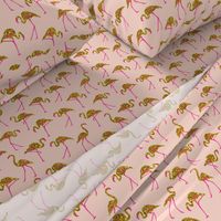 gold glitter flamingos with pink legs - blush