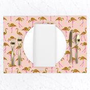 gold glitter flamingos with pink legs - blush