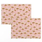 gold glitter flamingos with pink legs - blush