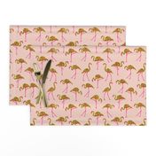 gold glitter flamingos with pink legs - blush