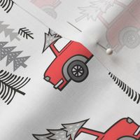 Holiday Christmas Grey Tree Red Car Woodland Fall 