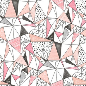 Triangles with Watercolor & Pencil in Pink