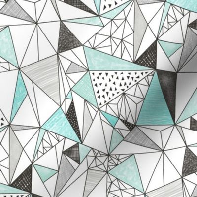 Triangles with Watercolor & Pencil Mint Grey