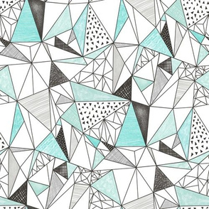 Triangles with Watercolor & Pencil Mint Grey