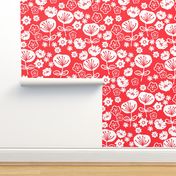 florals // red love valentines day flowers in hand-drawn illustration pattern