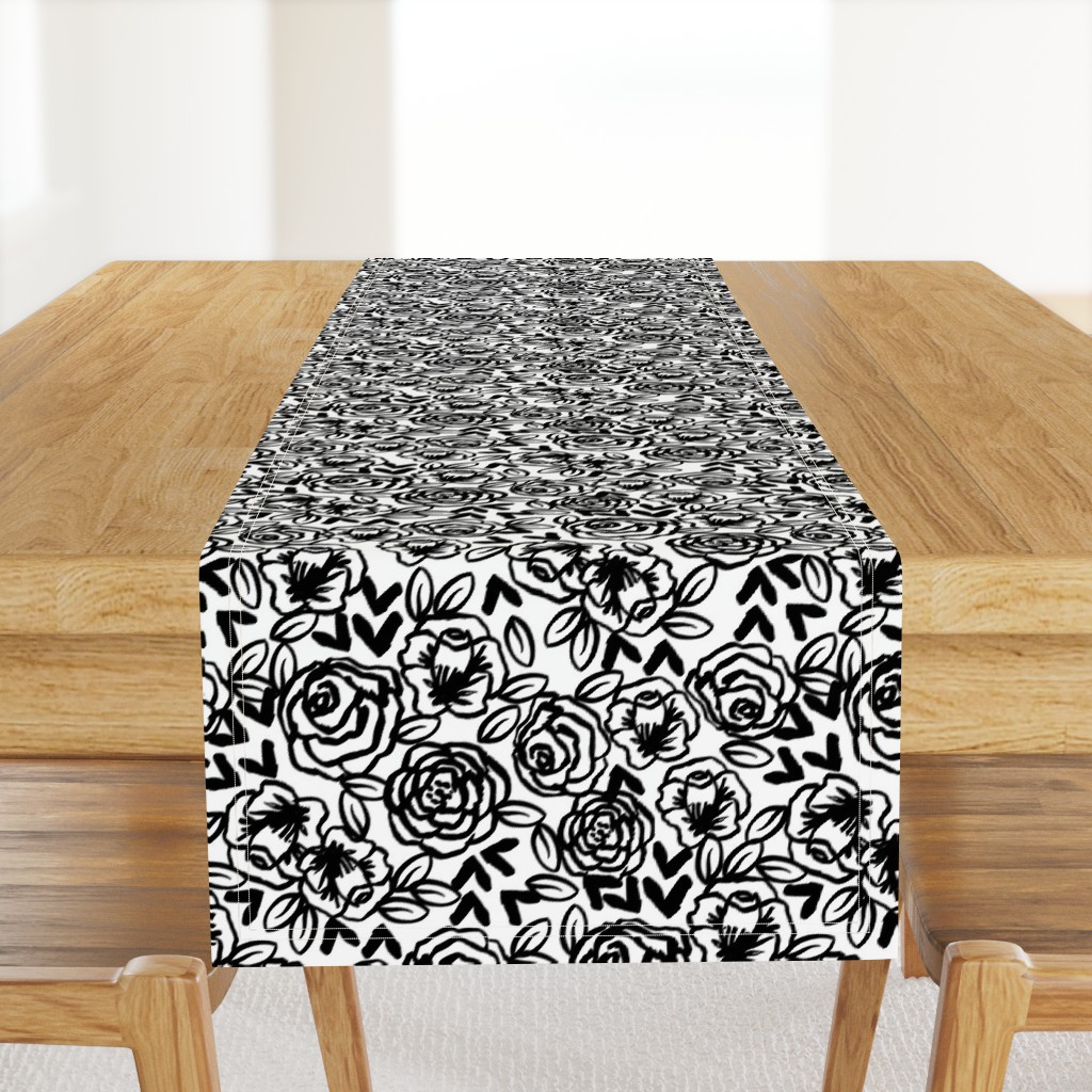 roses // black and white florals flower design for illustration pattern print