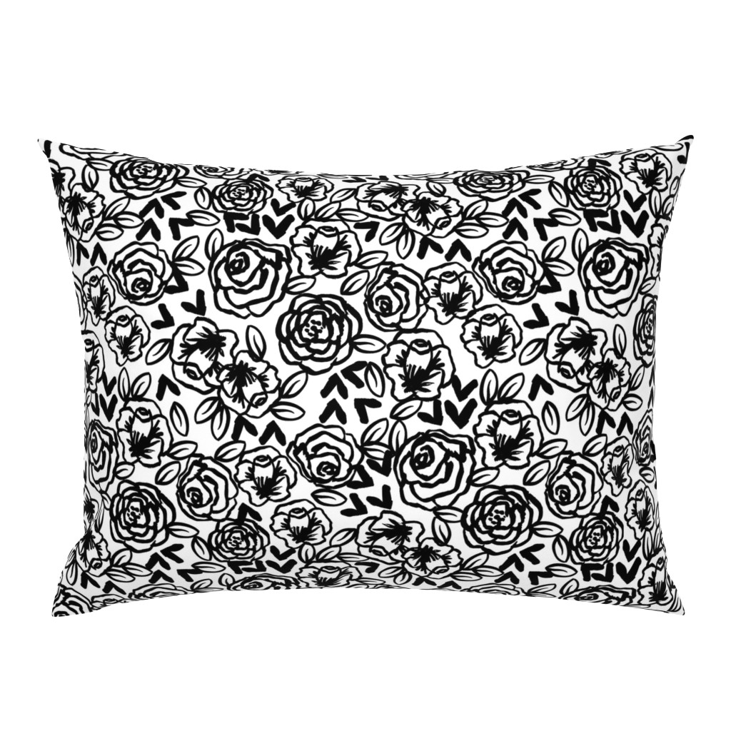 roses // black and white florals flower design for illustration pattern print