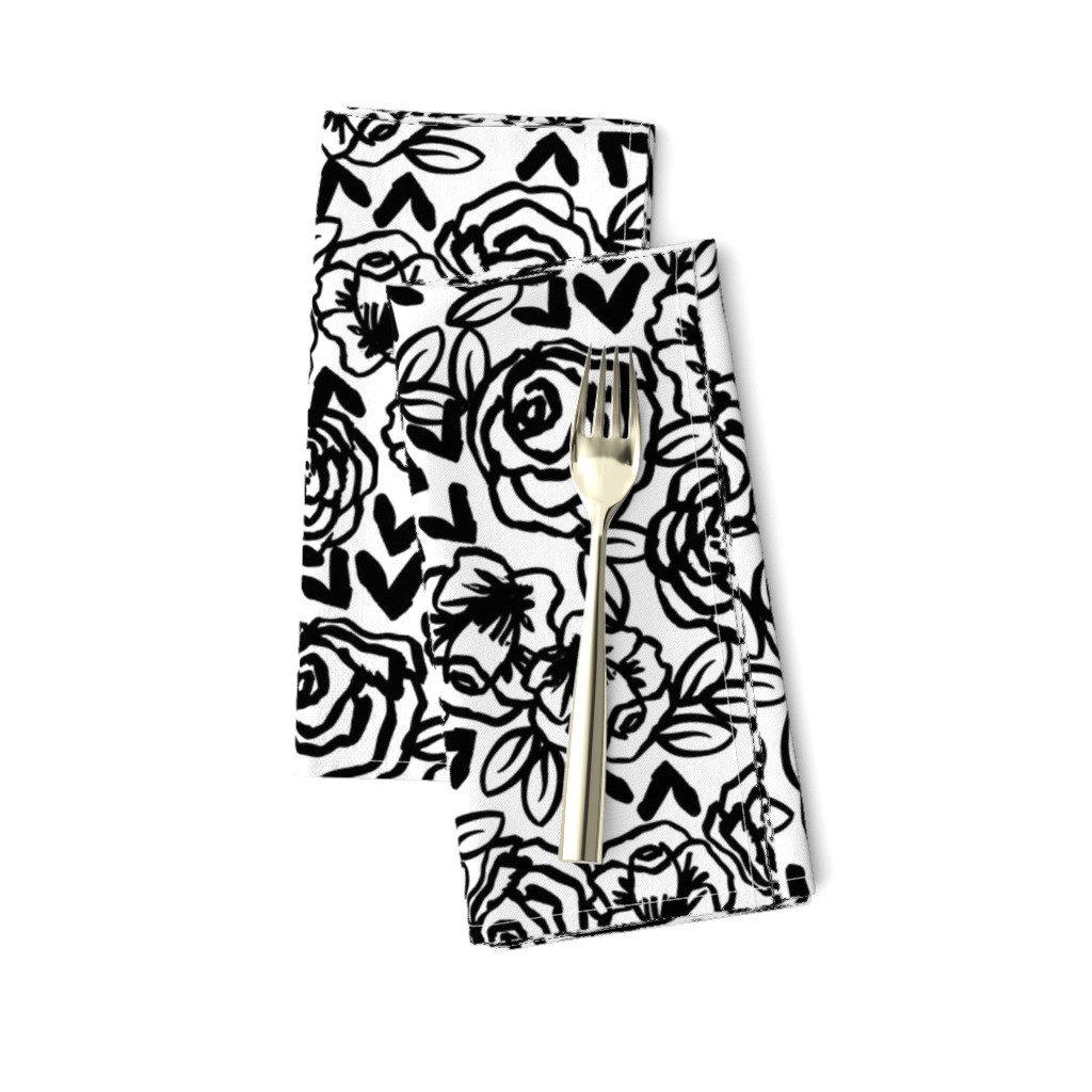 roses // black and white florals flower design for illustration pattern print