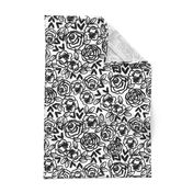 roses // black and white florals flower design for illustration pattern print