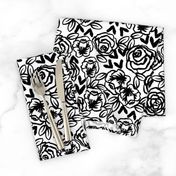 roses // black and white florals flower design for illustration pattern print