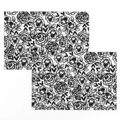 roses // black and white florals flower design for illustration pattern print