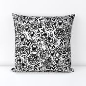 roses // black and white florals flower design for illustration pattern print