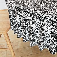 roses // black and white florals flower design for illustration pattern print