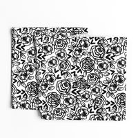 roses // black and white florals flower design for illustration pattern print