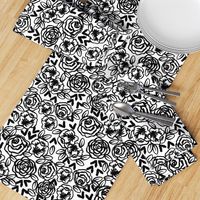 roses // black and white florals flower design for illustration pattern print