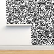 roses // black and white florals flower design for illustration pattern print