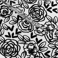 roses // black and white florals flower design for illustration pattern print