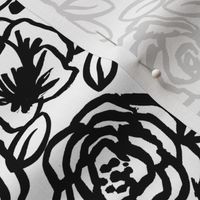 roses // black and white florals flower design for illustration pattern print