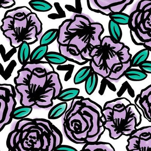 roses // lilac and purple flowers and florals repeating illustration design