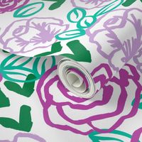 roses // two purples bright spring illustration pattern for little girls beautiful cute flower print