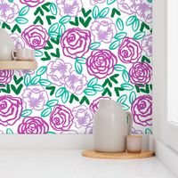 roses // two purples bright spring illustration pattern for little girls beautiful cute flower print