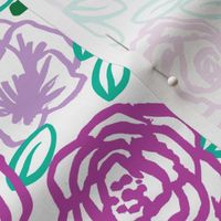 roses // two purples bright spring illustration pattern for little girls beautiful cute flower print