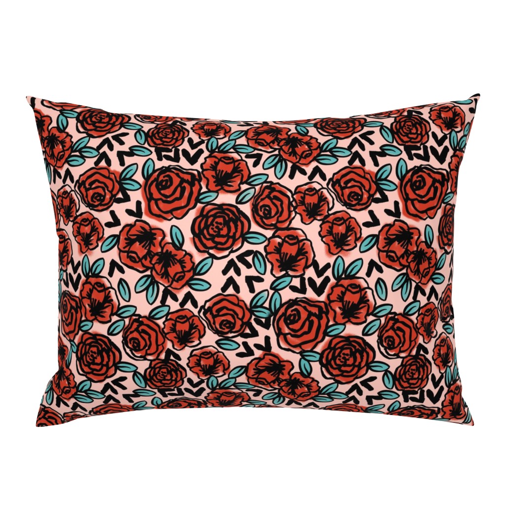 roses // red vintage style illustration florals flower pattern