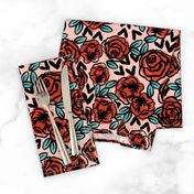 roses // red vintage style illustration florals flower pattern