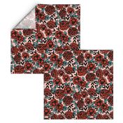 roses // red vintage style illustration florals flower pattern