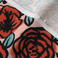 roses // red vintage style illustration florals flower pattern