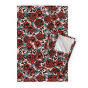 roses // red vintage style illustration florals flower pattern