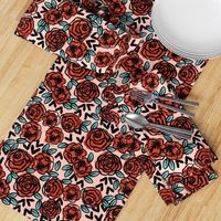 roses // red vintage style illustration florals flower pattern