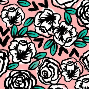 roses // white on pink love florals flower design