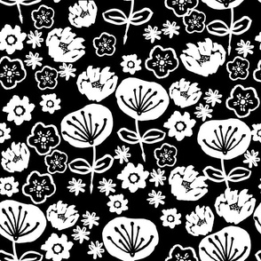 florals // black and white flower illustration
