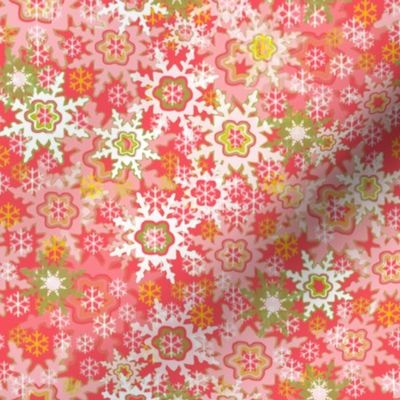 Red, Pink, White & Green Snowflakes